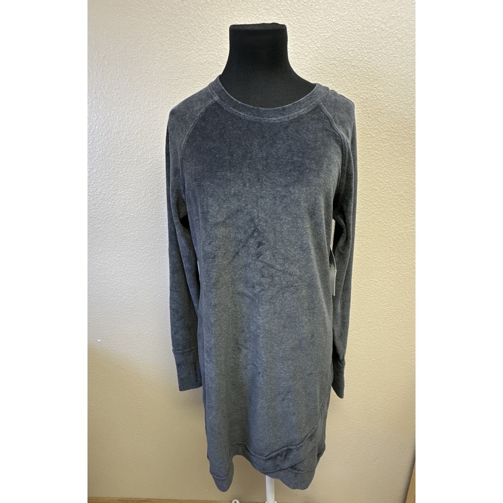 NWT Athleta M Velour Criss Cross Dress Charcoal Gray Quiet Luxury Everyday - Picture 3 of 12
